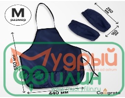 Фартук для труда + нарукавники, 550 х 440/250 х 160 мм, размер M (рост 122-158), Calligrata темно-синий - 1
