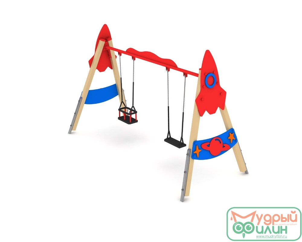 Качели двойные с гибкой подвеской (Космос-style) К-04.12 (К) - 1