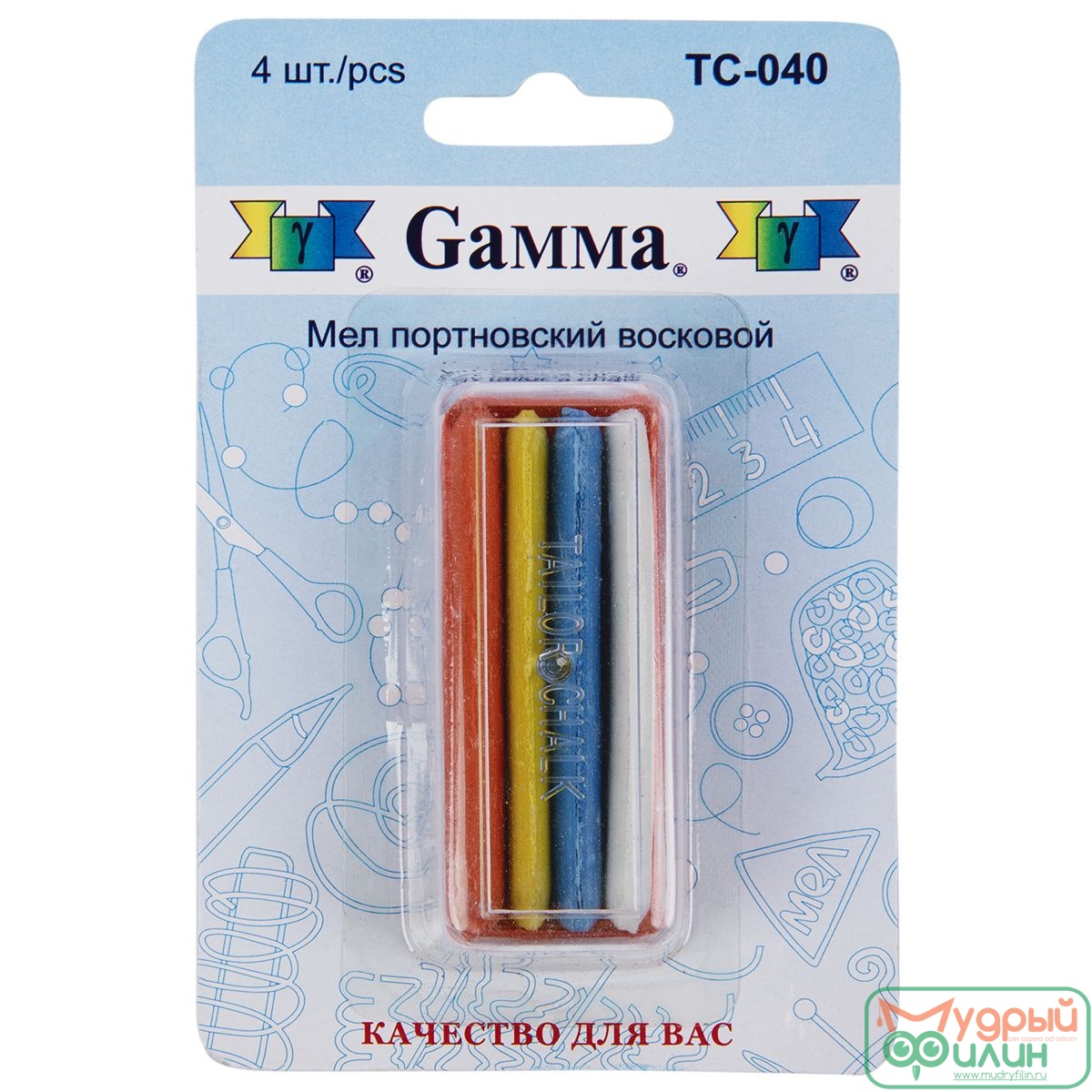 Мел портновский Gamma восковой, 4 шт., ассорти TC-040 116765 - 1