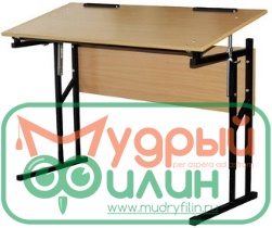 Стол ученический двухместный регулируемый по высоте и наклону столешницы с траверсой (усиленный каркас) - 1