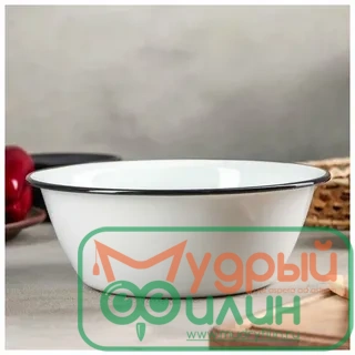 Миска эмалированная, 2 л, без деколи, индукция, цвет белый - 1